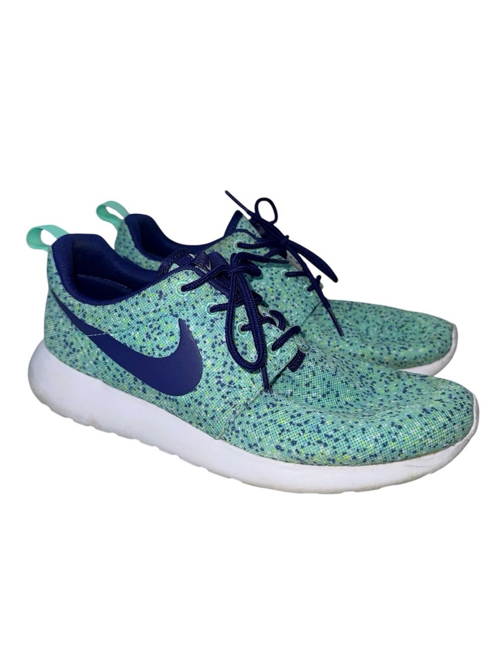 Nike Roshe Run ID Custom Shoes Specked Seafoam Green Navy Athletic 7.5 Women’s